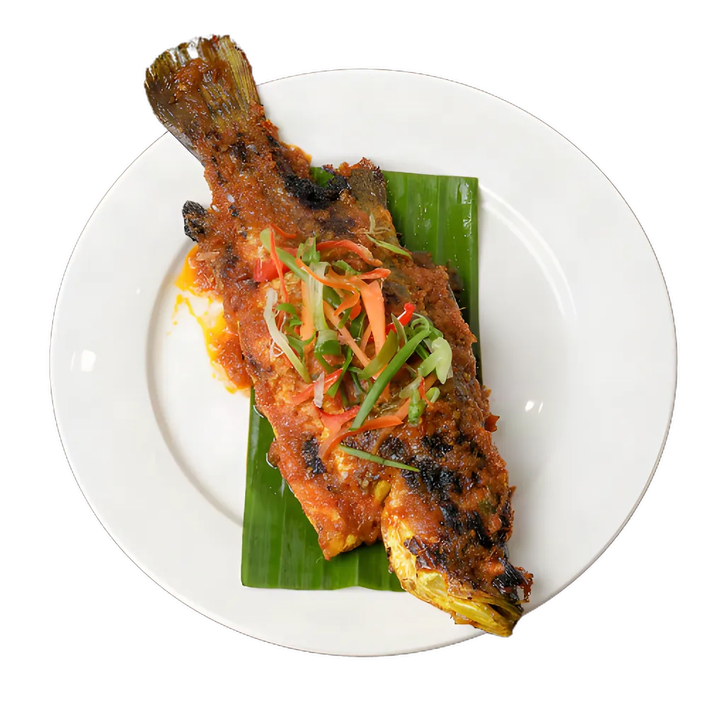 Ikan siakap bakar sambal Mak Kimbong yang dah siap dibakar