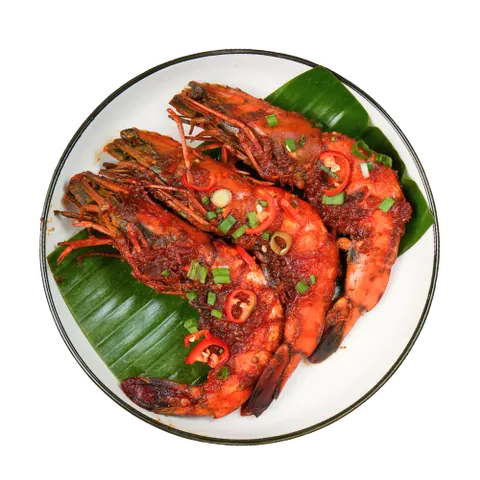 Udang bakar sambal, menu tengah hari Mak Kimbong